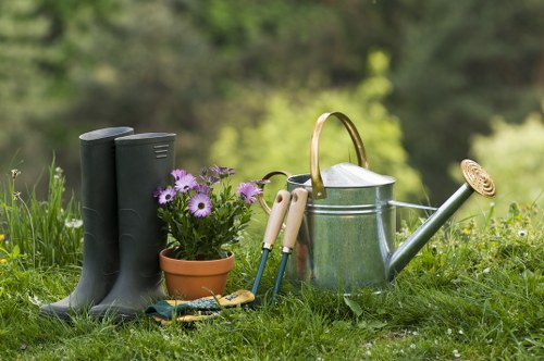 Professional garden maintenance services at work